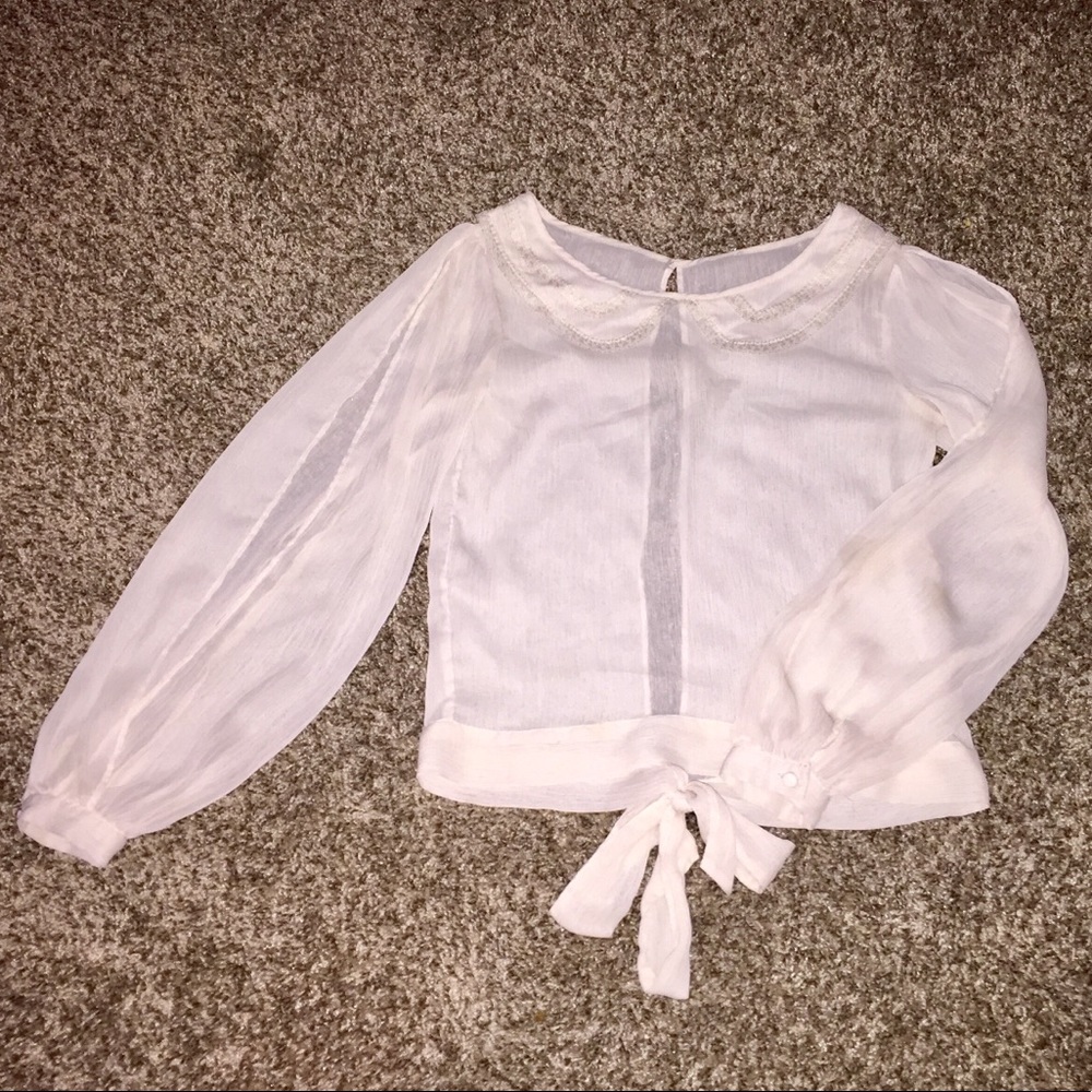 Cream open back blouse